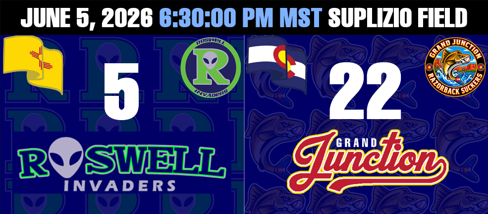 Grand Junction Razorback Suckers 22 Roswell Invaders 5