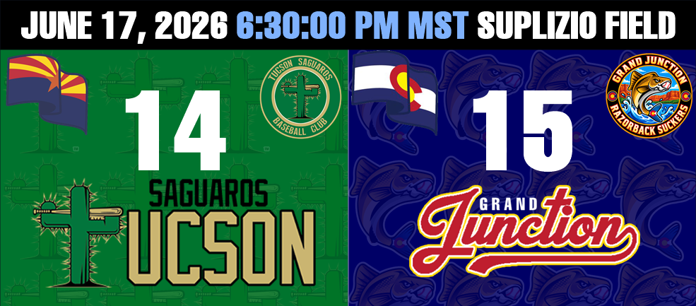 The Grand Junction Razorback Suckers top the Tucson Saguaros 15-14